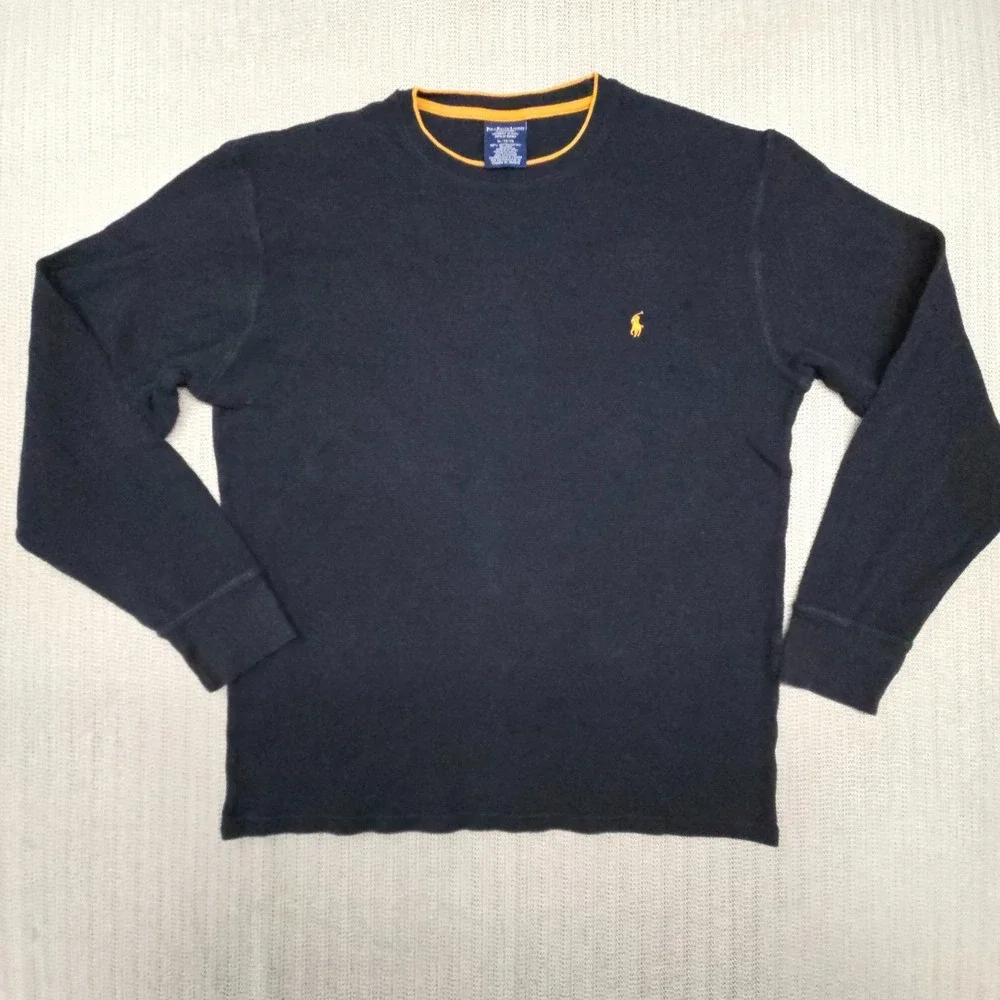 Polo Ralph Lauren Thermal Shirt Mens XL Long Sleeve Blue Crewneck Pony Logo
